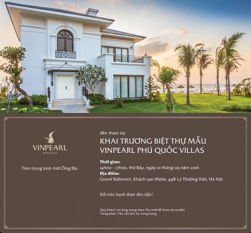 Thiệp mời lễ khai trương biệt thự mẫu Vinpearl Phú Quốc Villas